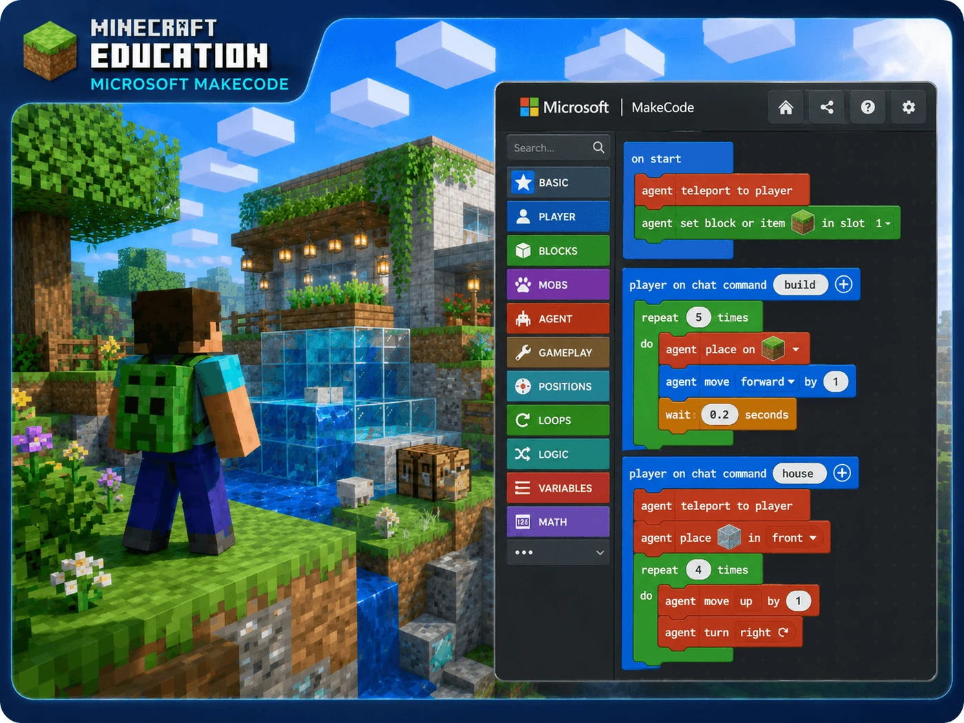 Minecraft Education и Microsoft MakeCode с блочным программированием